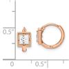 Image 2 : 14k Rose Gold Square Cubic Zirconia Hoop Earrings