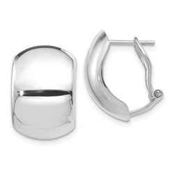 14k White Gold Polished Omega Back Earrings