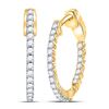 Image 1 : 14kt Yellow Gold Womens Round Diamond Inside Outside Hoop Earrings 1/2 Cttw