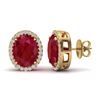 Image 2 : 5.50 ctw Ruby & Micro VS/SI Diamond Halo Earrings 18k Yellow Gold