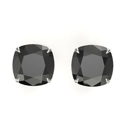 12 ctw Cushion Black Diamond Designer Earrings 18k White Gold