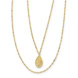 14k Yellow Gold Diamond-cut Teardrop 2-Strand Necklace - 18 in.