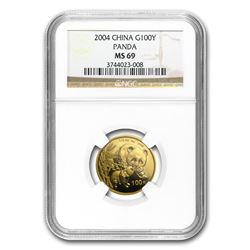 2004 China 1/4 oz Gold Panda MS-69 NGC