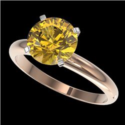 2.50 ctw Certified Intense Yellow Diamond Solitaire Ring 10k Rose Gold