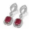 Image 3 : 14.72 ctw Ruby & Diamond Earrings 18K White Gold