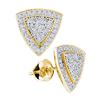 Image 1 : 10kt Yellow Gold Womens Round Diamond Triangle Frame Cluster Earrings 1/4 Cttw