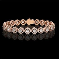 8.44 ctw Cushion Cut Diamond Micro Pave Bracelet 18K Rose Gold