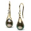 Image 1 : Tahitian Drop-Shape Pearl and Diamond Lily Dangle Earrings