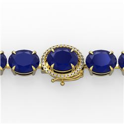 76 ctw Sapphire & Micro Pave Diamond Bracelet 14k Yellow Gold