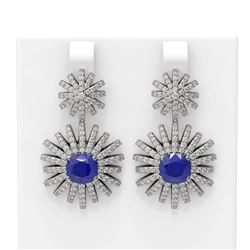 6.8 ctw Sapphire & Diamond Earrings 18K White Gold