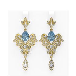 9.35 ctw Blue Topaz & Diamond Earrings 18K Yellow Gold