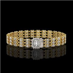 19.48 ctw Emerald Cut & Oval Diamond Bracelet 18K Yellow Gold