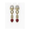 Image 1 : 8.66 ctw Ruby & Diamond Earrings 18K Yellow Gold