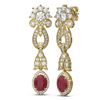 Image 2 : 8.66 ctw Ruby & Diamond Earrings 18K Yellow Gold