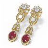 Image 3 : 8.66 ctw Ruby & Diamond Earrings 18K Yellow Gold