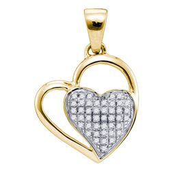 Sterling Silver Womens Round Diamond Heart Pendant 1/10 Cttw