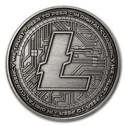 1 oz Silver Antique Round - Crypto Icon (Litecoin)