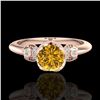 Image 2 : 1 ctw Intense Fancy Yellow Diamond Art Deco Ring 18k Rose Gold
