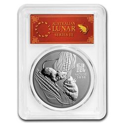 2020 Australia 1 oz Silver Lunar Mouse MS-70 PCGS (FD, Red Label)