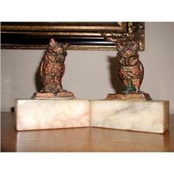 Marble Brass Bookends C.1900 #938266