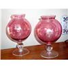 Image 1 : Cranberry Etched Vases Pair C.1920 #938281