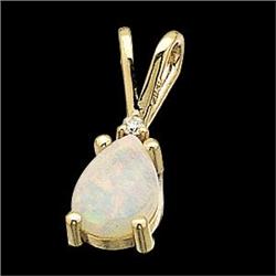 14K Gold Pendant Genuine OPAL w DIAMOND #938534