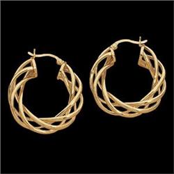 14k SOLID GOLD BRAIDED HOOP EARRINGS #938539