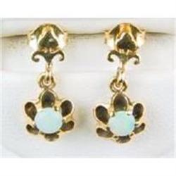  ANTIQUE Style GOLD  OPAL EARRINGS #938554