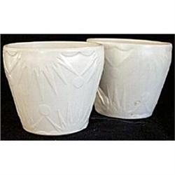 Urn Sunburst Deco Matt White PAIR Flower Pots #938646