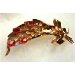 Brooch Pin Coro Copper Plated Sterling Stones  #938653