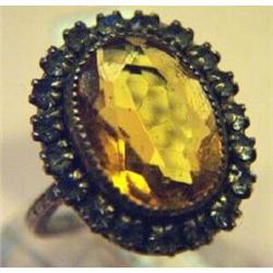 Ring Golden Facated Stone w/19 Surrounds  #938654