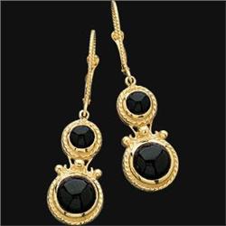 14k GOLD  BLACK ONYX  EARRINGS #943269