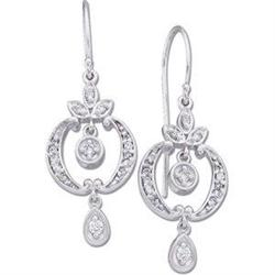 WhiteGold DANGLING DIAMOND EARRINGS #943286
