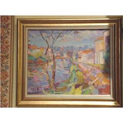 Original French Painting "Port de peche" Texier #943412