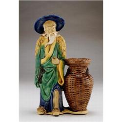 Chinese Export Mudman Mudmen Mud man w Basket #943416