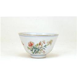 19C Chinese Famille Rose Porcelain Cup Mk #943433