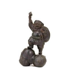 Lg Old Japanese Bronze Okimono Daikoku 7 Lucky #943434