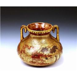 Meiji Japanese Kinkozan Satsuma Vase Amber #943465