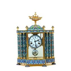 Lg Chinese Enamel Cloisonne Enamel Mantel Clock #943476