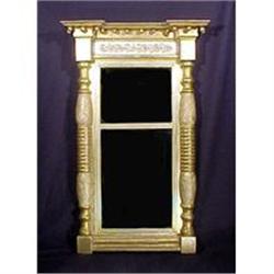 Antique Gold Gilt Carved Wood 2 Part Mirror #943484