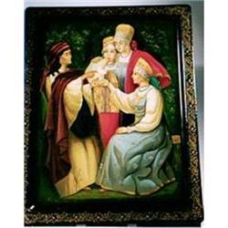 Russian lacquer box with  FORTUNE TELL ER scene #949457