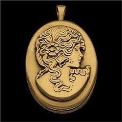  14K GOLD CAMEO LOCKET ART NOUVEAU #949459