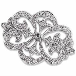 Antique Style WhiteGold DIAMOND BROOCH #949460