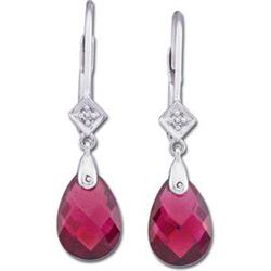 WHITEGOLD EARRINGS  BRAZILIAN GARNET DIAMOND #949474