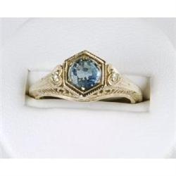 ANTIQUE WHITEGOLD SAPPHIRE DIAMOND RING #949484
