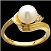 Image 1 : 14K GOLD RING CULTURED  PEARL w  DIAMONDS  #949486