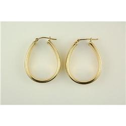 14K GOLD OVAL HOOP EARRINGS 1 1/8 INCHES #949492
