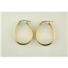 Image 1 : 14K GOLD OVAL HOOP EARRINGS 1 1/8 INCHES #949492