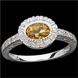 14K WHITEGOLD RING CITRINE   DIAMONDS #949507