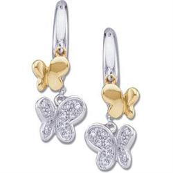 14k EARRINGS BUTTERFLYS w DIAMONDS #949513